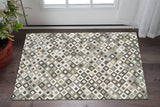 2' X 3' Black Gray And White Faux Cowhide Geometric Area Rug