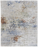 5' X 8' Red Blue and Ivory Abstract Power Loom Area Rug