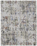 5' X 8' Ivory Green and Blue Abstract Power Loom Area Rug