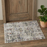 2' X 3' Ivory Green and Blue Abstract Power Loom Area Rug