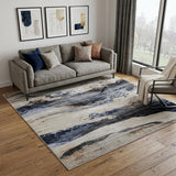 5' X 8' Blue Gray and Tan Abstract Power Loom Area Rug
