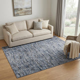 5' X 8' Blue Ivory and Tan Abstract Power Loom Area Rug