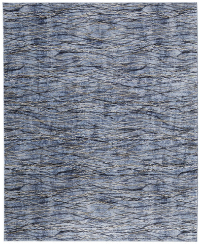 2' X 3' Blue Ivory and Tan Abstract Power Loom Area Rug