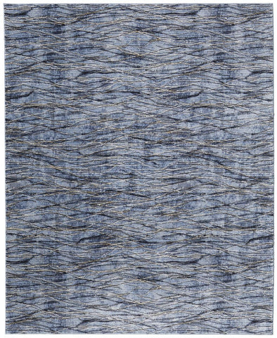 2' X 3' Blue Ivory and Tan Abstract Power Loom Area Rug