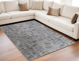 5' X 8' Gray Ivory and Tan Abstract Power Loom Area Rug