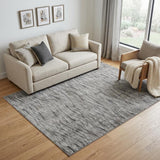5' X 8' Gray Ivory and Tan Abstract Power Loom Area Rug