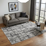5' X 8' Gray and Ivory Abstract Power Loom Area Rug