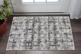 2' X 3' Gray and Ivory Abstract Power Loom Area Rug