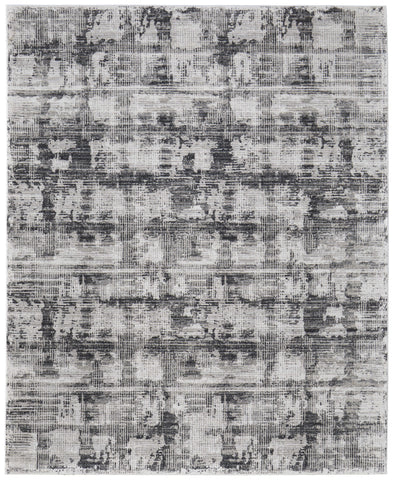 2' X 3' Gray and Ivory Abstract Power Loom Area Rug