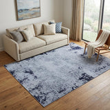 5' X 8' Light Blue and Black Abstract Power Loom Area Rug