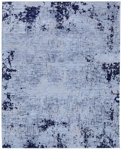2' X 3' Light Blue and Black Abstract Power Loom Area Rug