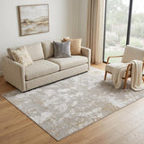 5' X 8' Gray Brown and Ivory Abstract Power Loom Area Rug