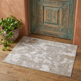2' X 3' Gray Brown and Ivory Abstract Power Loom Area Rug