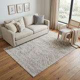 5' X 8' Ivory and Brown Geometric Power Loom Area Rug