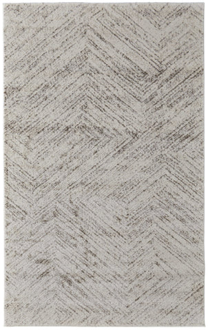 2' X 3' Ivory and Brown Geometric Power Loom Area Rug