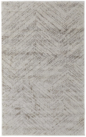 2' X 3' Ivory and Brown Geometric Power Loom Area Rug