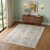 4' X 6' Ivory and Brown Geometric Power Loom Area Rug