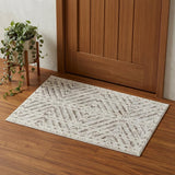 2' X 3' Ivory and Brown Geometric Power Loom Area Rug