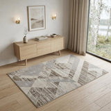 4' X 6' Ivory Gray and Brown Geometric Power Loom Area Rug