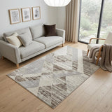 5' X 8' Ivory Gray and Brown Geometric Power Loom Area Rug