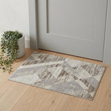 2' X 3' Ivory Gray and Brown Geometric Power Loom Area Rug