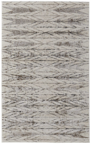 4' X 6' Ivory and Brown Geometric Power Loom Area Rug