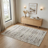 4' X 6' Ivory and Brown Geometric Power Loom Area Rug