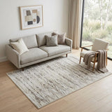 5' X 8' Ivory and Brown Geometric Power Loom Area Rug
