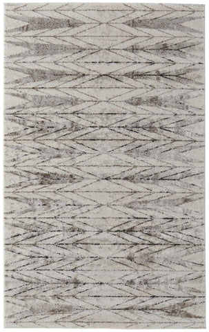 2' X 3' Ivory and Brown Geometric Power Loom Area Rug