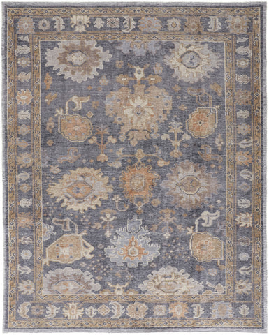 4' X 6' Blue Gray and Tan Oriental Hand Knotted Worn Faded Area Rug