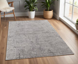 4' X 6' Gray and Ivory Abstract Hand Woven Worn Faded Area Rug