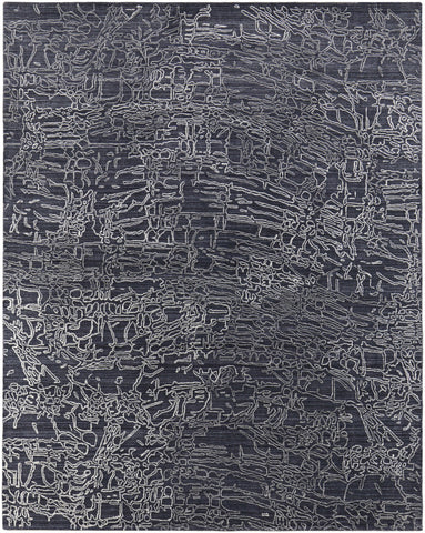 4' X 6' Black Gray and Ivory Abstract Hand Woven Area Rug
