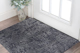 2' X 3' Black Gray and Ivory Abstract Hand Woven Area Rug