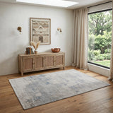 4' X 6' Gray Taupe and Blue Abstract Hand Tufted Area Rug