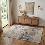 4' X 6' Brown Black and Tan Abstract Hand Tufted Area Rug