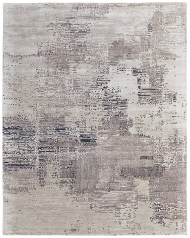 2' X 3' Brown Black and Tan Abstract Hand Tufted Area Rug