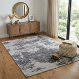 4' X 6' Ivory Brown and Blue Abstract Hand Tufted Area Rug