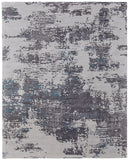 2' X 3' Ivory Brown and Blue Abstract Hand Tufted Area Rug