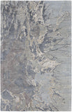 4' X 6' Ivory Taupe and Green Abstract Hand Tufted Worn Faded Area Rug