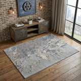 4' X 6' Ivory Taupe and Green Abstract Hand Tufted Worn Faded Area Rug