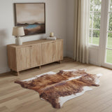 4' X 5' Brown Cowhide Animal Print Power Loom Area Rug