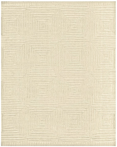 2' X 3' Ivory Wool Geometric Hand Knotted Area Rug