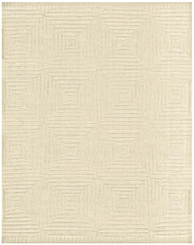 2' X 3' Ivory Wool Geometric Hand Knotted Area Rug
