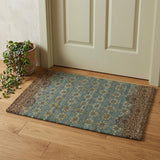 2' X 3' Blue Green and Brown Floral Hand Knotted Area Rug