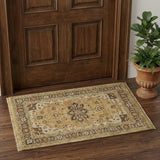 2' X 3' Gold Tan And Taupe Wool Oriental Hand Knotted Area Rug
