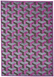 2' X 4' Purple Brown and Gray Geometric Power Loom Area Rug