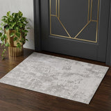 2' X 3' Taupe And Silver Abstract Distressed Area Rug