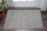 2' X 3' Tan and Gray Wool Geometric Hand Knotted Area Rug
