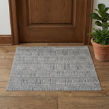 8' X 10' Green And Gray Striped Washable Indoor Outdoor Area Rug