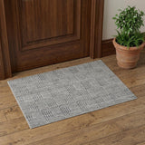 2' X 3' Tan and Gray Wool Geometric Hand Knotted Area Rug